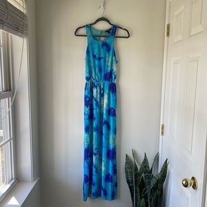 Halter maxi cut out back tie dye dress